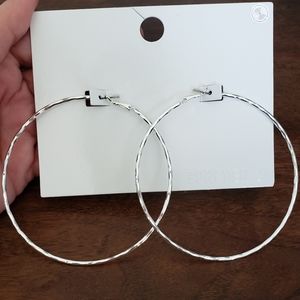 🌺 New Silver OR Rose Gold Hoop Statement Earrings